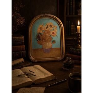 Antique Gold Framed Wall Art Decor Print Oil Painting Repro Baroque Sunflowers